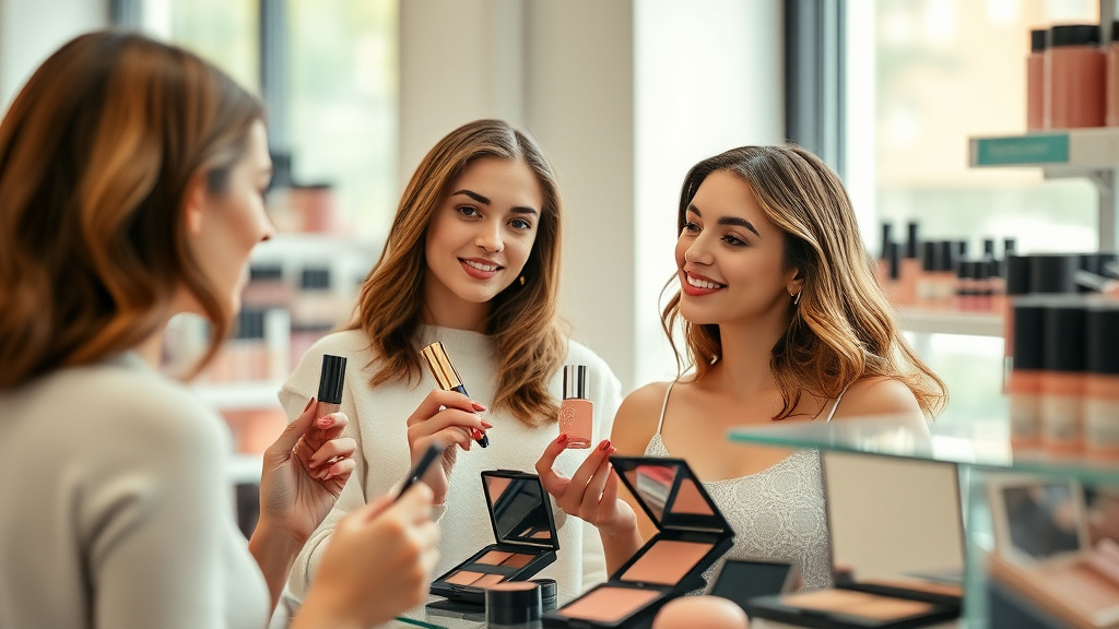 makeup shoppers comparing blush formulas and shades sizing and fit for tight footprints