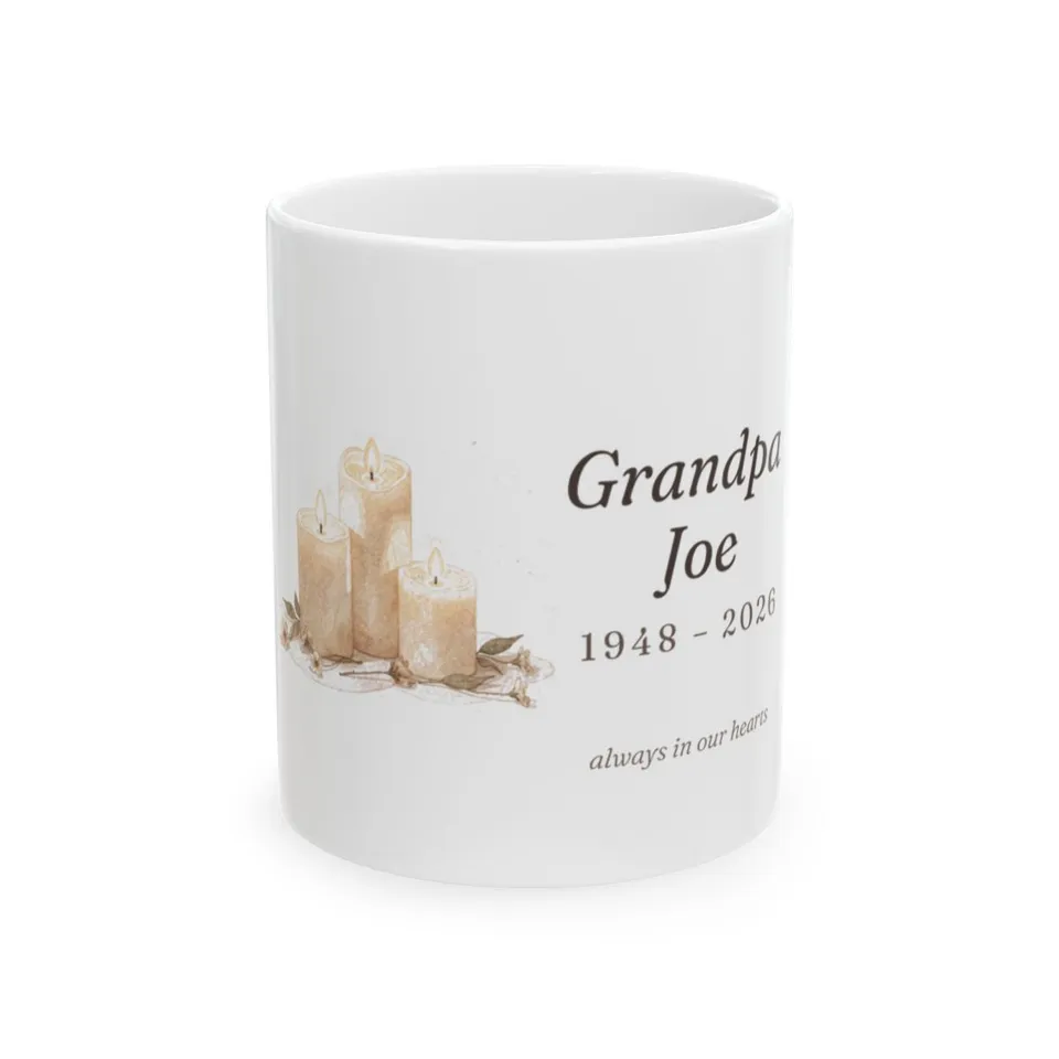Candlelight Memorial Mug, Printify product mockup (front view)