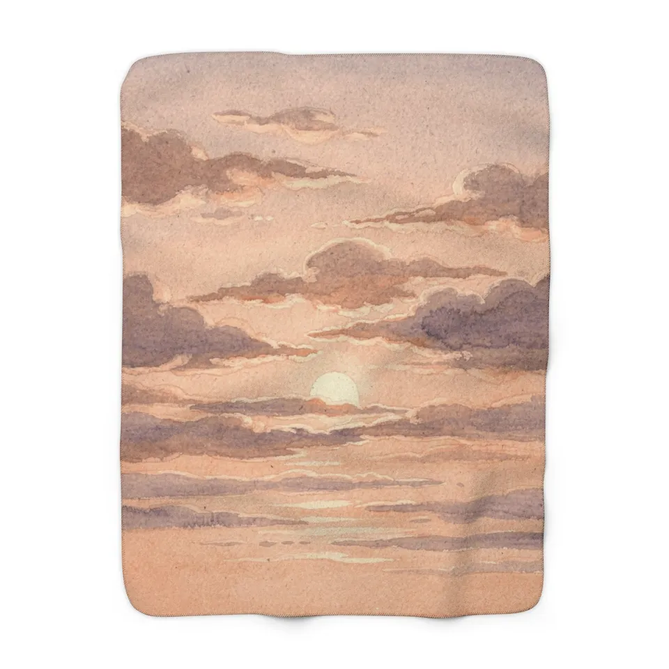 Soft Dusk Sherpa Blanket, Printify product mockup (front view)
